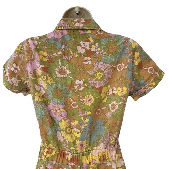 Show Me Your MuMu XS Denim Floral Boho Cannon Romper Groovy Blooms Extra Small - Picture 5 of 13